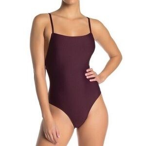 Free Press | Maroon Square Neck Lined One Piece Swimsuit Size XL